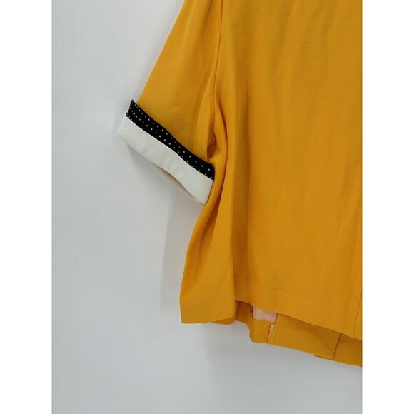 Vintage Nine 2 Nine Blouse Womens 16 Gold Yellow Double Collar Polka Dot Union - Picture 12 of 16